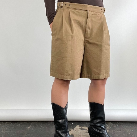 J. Peterman - Dark Khaki Pleated Shorts - Picture 5 of 7
